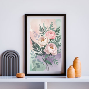 Elegantes Ranunculus-Blumenbouquet Sanfte botani Poster