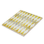 Elegantes Rautenmuster, Gold, Weiß, Grau, modern Fliese (Seite)