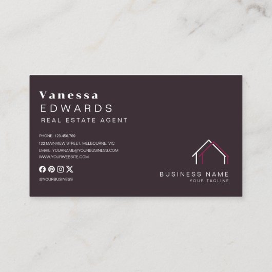 Elegantes Real Anwesen Agent Foto Visitenkarte (Rückseite)