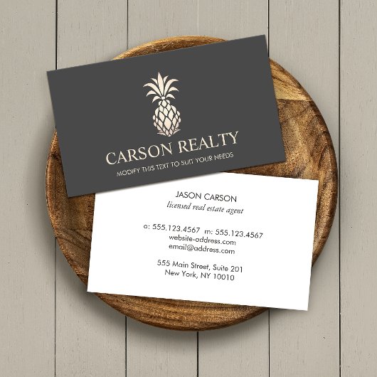 Elegantes Real Anwesen Ananas Logo Visitenkarte
