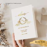 Elegantes Real Gold Foil Monogramm, Hochzeitsprogr Folienkarte<br><div class="desc">Elegantes und einzigartiges gefaltetes Hochzeitsprogramm mit echter Goldfolie vorne und hinten, vorne mit delikaten echten Folie fein handgezeichnetes Monogramm mit Paarinitialen, hinten mit echten Folie Blumendetails und Dankeschön an Sie. Inside's Karte "nicht" in echter Folie, sondern in goldenem Farbton, sodass die Gäste mühelos alle Ihre Trauung und die Details der...</div>