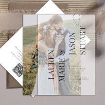Elegantes Real Vellum Overlay QR Code Foto Hochzei