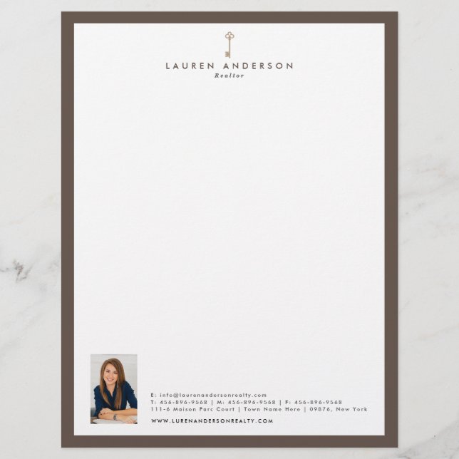 Elegantes Realtor Broker Letterhead Stationär Briefbogen (Vorderseite)