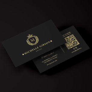 Elegantes Realtor-Immobilien-Monogramm-Wappen-Kron Visitenkarte