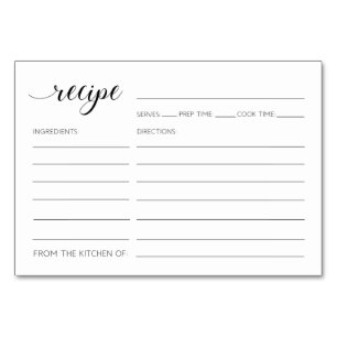 Elegantes Recipe Cards Brautparty Tischnummer