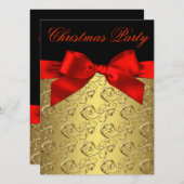 Elegantes Red and Gold Corporate Christmas Party Einladung (Vorne/Hinten)