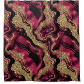 Elegantes Red and Gold Glitzer Agate Pattern Duschvorhang (Vorderseite)