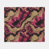 Elegantes Red and Gold Glitzer Agate Pattern Fleecedecke (Vorderseite (Horizontal))