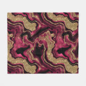 Elegantes Red and Gold Glitzer Agate Pattern Fleecedecke (Vorderseite (Horizontal))