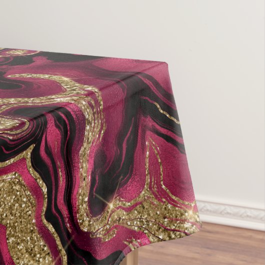 Elegantes Red and Gold Glitzer Agate Pattern Tischdecke (Beispiel)
