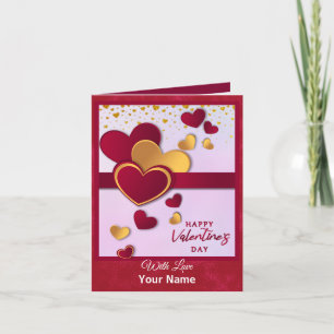 Elegantes Red and Gold Hearts Valentinstag Design Einladung