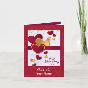 Elegantes Red and Gold Hearts Valentinstag Design Einladung