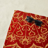 Elegantes Red and Gold Mandala Mit Monogramm Strandtuch (Beispiel)