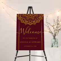 Elegantes Red and Gold Mandala Wedding Willkommens