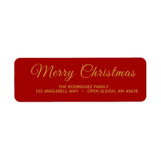 Elegantes Red and Gold Merry Christmas Address Lab (Vorne)