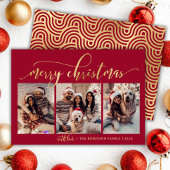 Elegantes Red and Gold Script 3 Foto Weihnachten