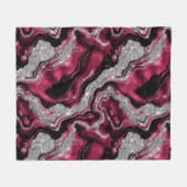 Elegantes Red and Silver Glitzer Agate Pattern Fleecedecke (Vorderseite (Horizontal))