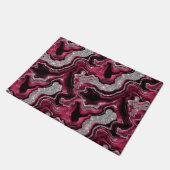 Elegantes Red and Silver Glitzer Agate Pattern Fußmatte (Schrägansicht)