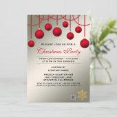 Elegantes Red Bauble Corporate Christmas Party Einladung (Stehend Vorderseite)