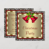 Elegantes Red Bells Red Leopard Weihnachts-Party Einladung (Vorne/Hinten)
