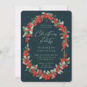 Elegantes Red Berry + Eukalyptus Weihnachtsfest Pa Einladung (Vorderseite)