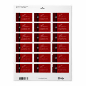 Elegantes Red & Black Damask Address Label Adressaufkleber (Vorne)