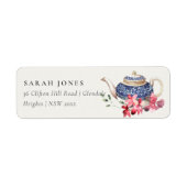 Elegantes Red Blue Teapot Floral Tee Party Adresse (Vorne)