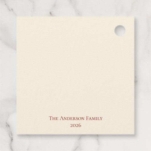 Elegantes Red Bow Christmas Party - Geschenkanhänger (Rückseite)