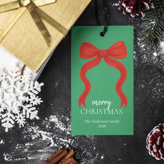 Elegantes Red Bow Christmas Party - Geschenkanhänger