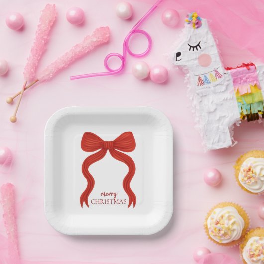 Elegantes Red Bow Christmas Party - Pappteller (Party)