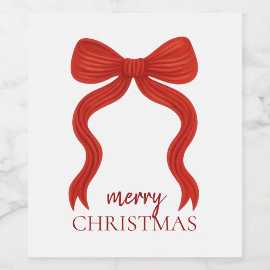 Elegantes Red Bow Christmas Party - Weinetikett (Einzelnes Label)
