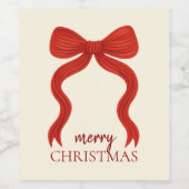 Elegantes Red Bow Christmas Party - Weinetikett (Einzelnes Label)