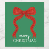 Elegantes Red Bow Christmas Party - Weinetikett (Einzelnes Label)