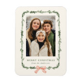 Elegantes Red Bow Greenera Garland Foto Magnet (Vertikal)