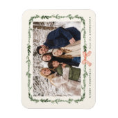 Elegantes Red Bow Greenera Garland Foto Magnet (Vertikal)