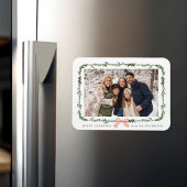 Elegantes Red Bow Greenera Garland Foto Magnet