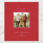 Elegantes Red Bow "Happy Holidays" Weihnachts-Foto Weinetikett (Einzelnes Label)