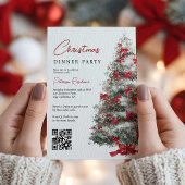 Elegantes Red Bows Christmas Tree QR Code Party Einladung