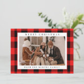 Elegantes Red Buffalo Kariertes Weihnachtsfamilien Feiertagskarte (Stehend Vorderseite)