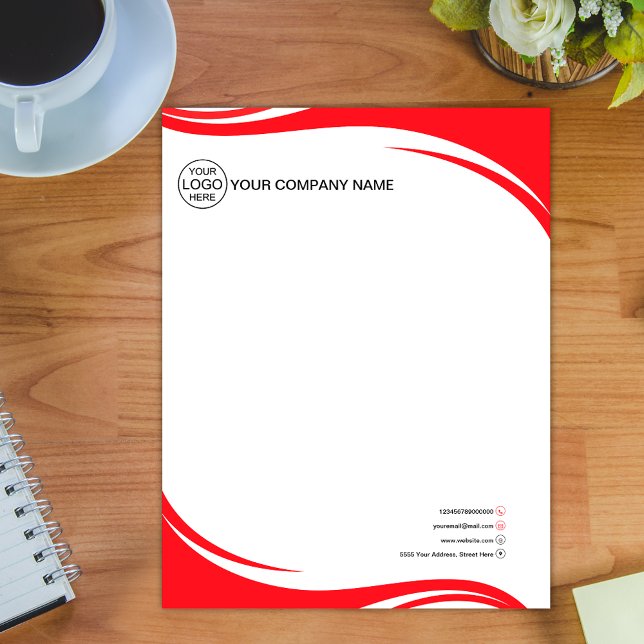 Elegantes Red Business-Logo Briefbogen (Von Creator hochgeladen)