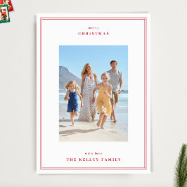 Elegantes Red Christmas Berry Simple Frames 3 Foto Feiertagskarte