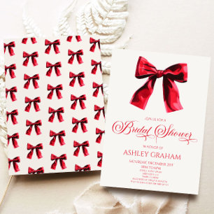 Elegantes Red Coquette Bow Brautparty Einladung