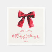 Elegantes Red Coquette Bow Brautparty Serviette (Vorderseite)