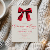 Elegantes Red Coquette Bow Weihnachts-Party Einladung