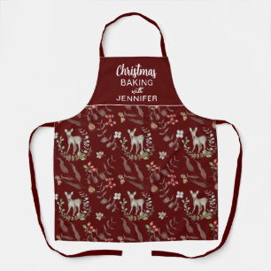 Elegantes Red Custom Christmas Baking mit Namen Schürze