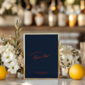 Elegantes Red & Deep Blue Open Bar Wedding Sign