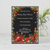 Elegantes Red Eat Drink Sei froh Weihnachten Party Einladung (Stehend Vorderseite)