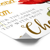 Elegantes Red Floral Baby Shower Mimosa Bar Sign Poster (Ecke)