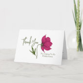 Elegantes Red Floral Cosmos Brautparty Dankeskarte (Vorderseite)