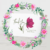 Elegantes Red Floral Cosmos Brautparty Dankeskarte